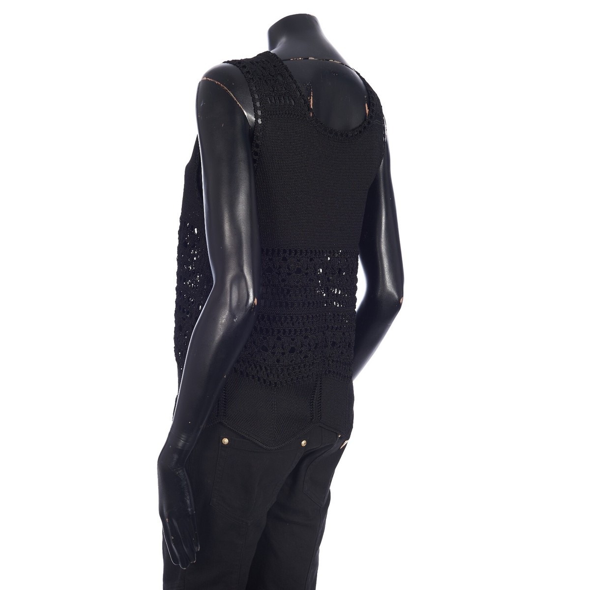 SAINT LAURENT 790$ Crochet Tank Top - Black Viscose | eBay