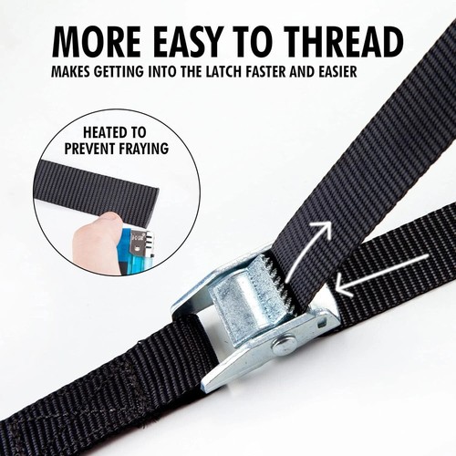 CARTMAN 12 Pack Lashing Straps 1" x12ft Tie Down Straps Cam Buckle - 第 3/6 張圖片