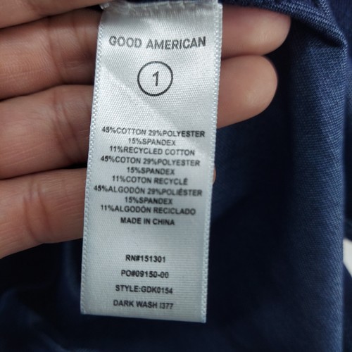 Good American Minikleid Damen Gr. 1 Indigoblau Soft Denim Bodycon integrierter BH - Bild 10 von 12
