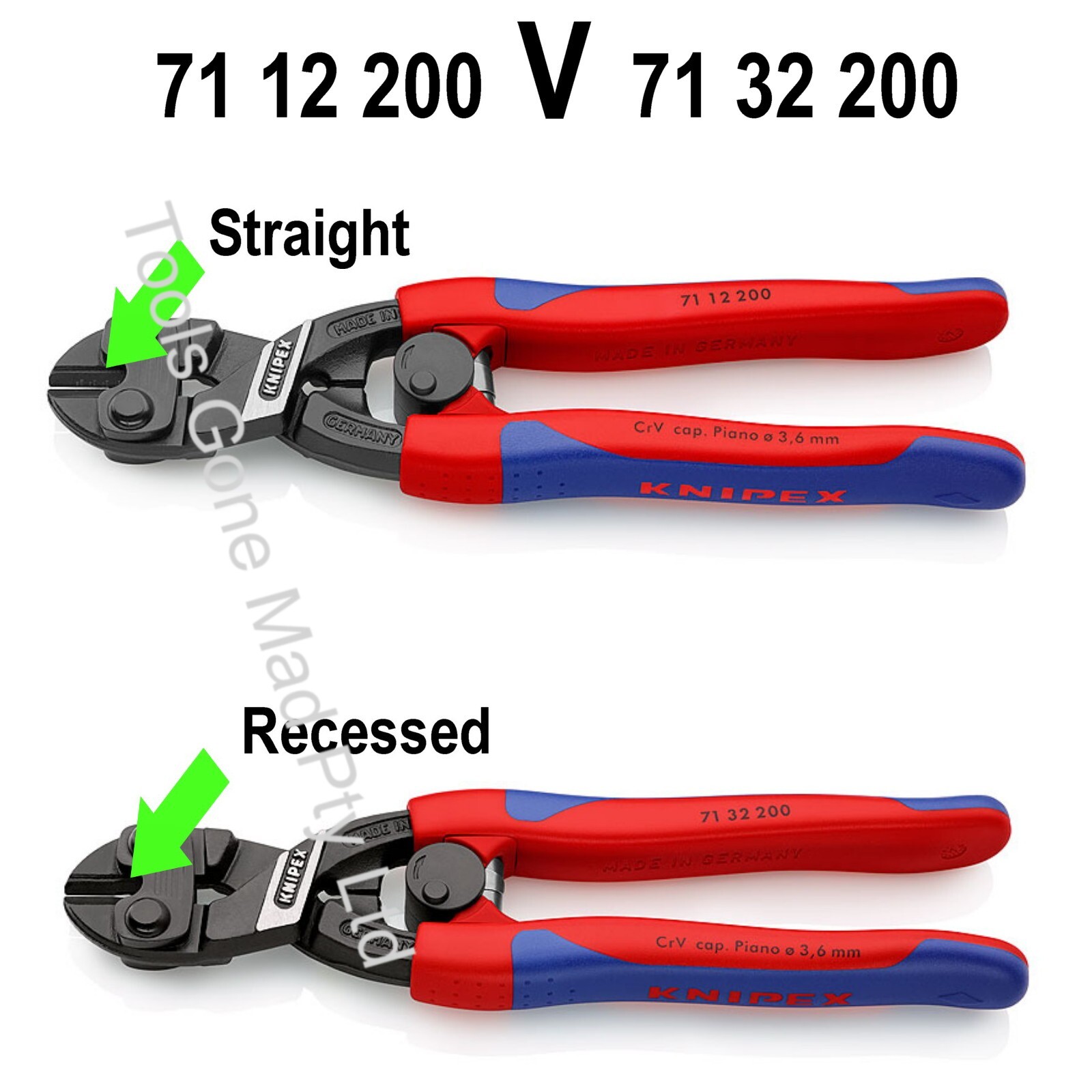 Knipex 200mm 8" High Leverage Cobolt Compact Bolt Wire Cutters w