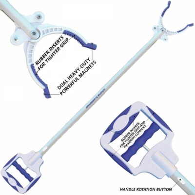 36'' Pick Up Tool with 2 Heavy Duty Magnets Grabber Buddy Reacher / Rubber Tips