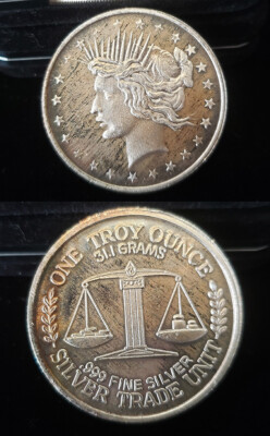 Trade Unit Lady Liberty Balance 1 Troy oz 999 Silver Round si103