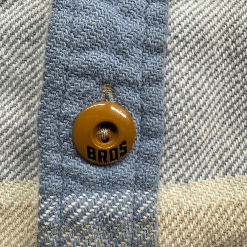 Camicia Howler Bros uomo XLarge blu marrone a quadri Rodanthe coperta flanella DIFETTO - Foto 4 di 14