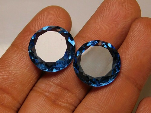 6 Pcs - Front To Back Drilled Hydro London BT Quartz Faceted Round Beads 14x14MM - Picture 6 of 6