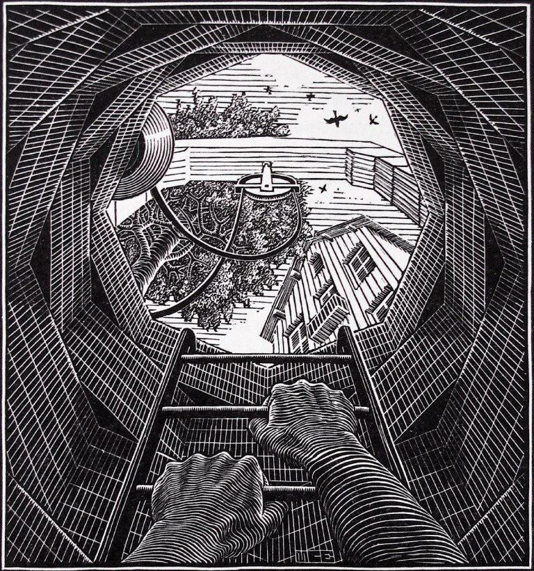 We'll Figure It Out! M. C. Escher 1925 Woodcut Optical