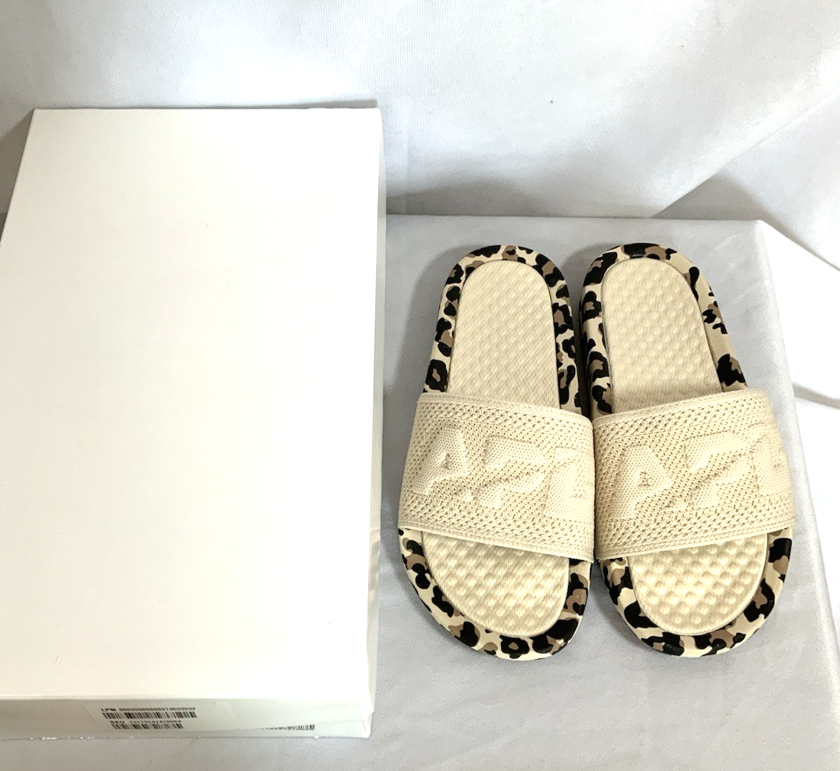 Nuovo APL Athletic Propulsion laboratorio crema leopardato TechLoom diapositive taglia 7