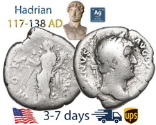 Ancient Roman Empire Coin Silver Denarius Hadrian 117 - 138 AD Authentic #14759