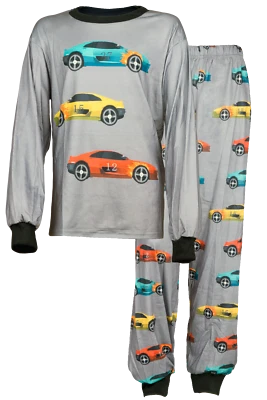 T&R INDUSTREES Jungen Schlafanzug für große Kinder | Langarm Pyjama – Auto Design | 140-188