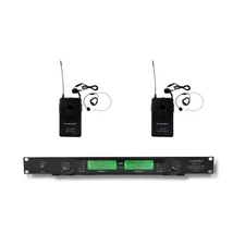 MUSYSIC 2 Channel Dual UHF Lapel / Lavalier & Headset Wireless Microphone System