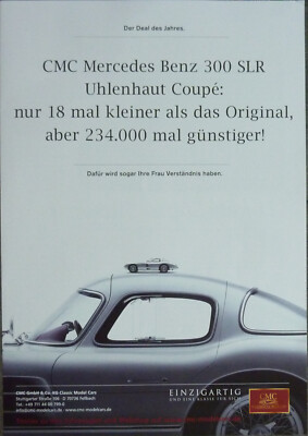 CMC WERBESEITE ...MERCEDES-BENZ 300 SLR in 1-18....Zeitungsanzeige #2210c
