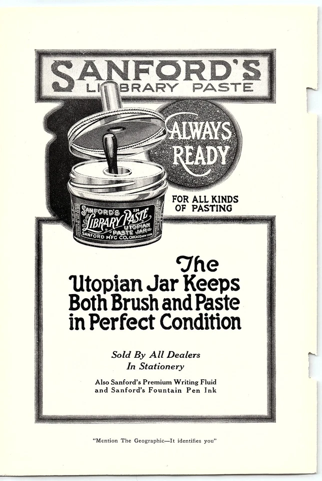 c1905 SANFORD'S LIBRARY PASTE WRITING FLUID FOUNTAIN PEN INK PRINT AD Z2529 - Image 2 of 3