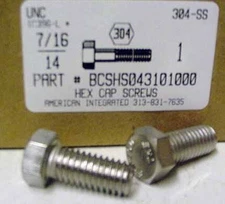 7/16-14x1 Hex Head Cap Screws 304 Stainless Steel (5)