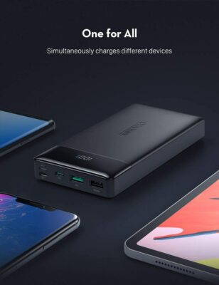 RAVPower Portable Charger 20000mAh PD 3.0 Power Bank QC 3.0 18W USB C External Battery Pack Tri-input and Tri-output Cell Phone Charger Battery for