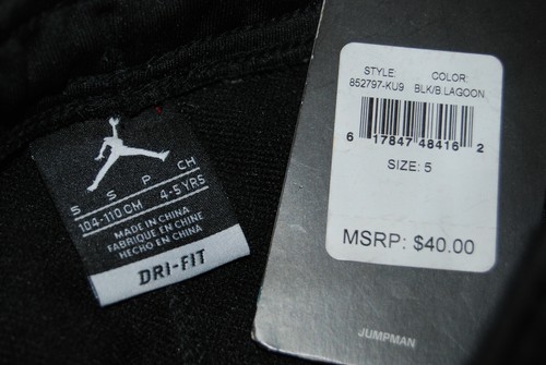 NWT Air Jordan Little Boys Black & Turquoise Blue Sport Track Pants sz 5 6 - Picture 10 of 10