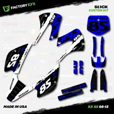 White & Blue Slick Racing Graphics Kit fits Kx85 05-13 Plates Kx 85 2005-2013