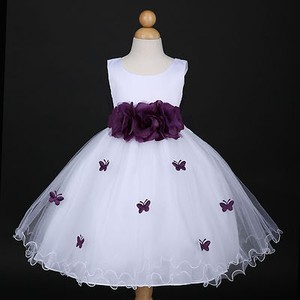 white and plum flower girl dresses