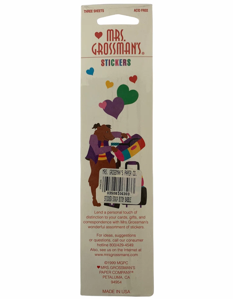 Pegatinas vintage de la señora Grossman’s nuevas selladas 3 hojas Bitsy Babble Words ENVÍO GRATUITO Foto 2 de 4