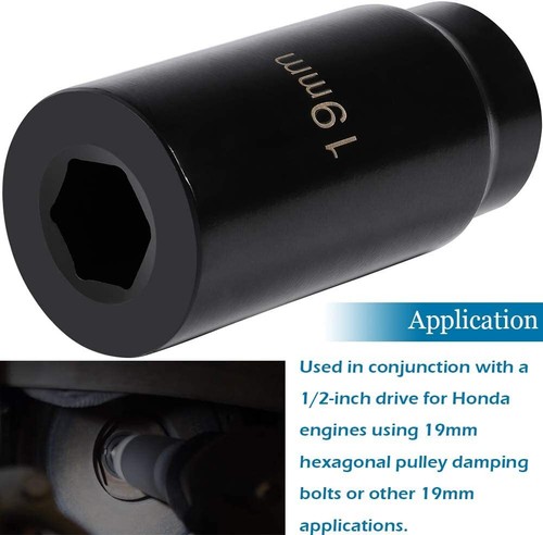 Hex Pulley Damper Crank Bolt 1/2" Drive 19mm Harmonic Balancer Socket For Honda - Bild 2 von 7