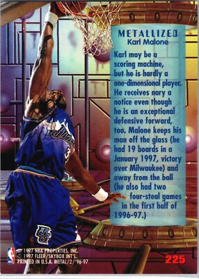 その他 fleer86 87 karl malone rc!!  mint 1994-95 Fleer Metal Karl Malone metallized Card #225 Utah jazz | eBay