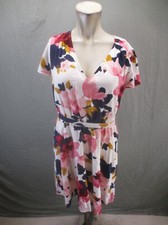 OLD NAVY Size M Womens Floral Short Sleeve V-Neck Stretch Waist Midi Dress 821