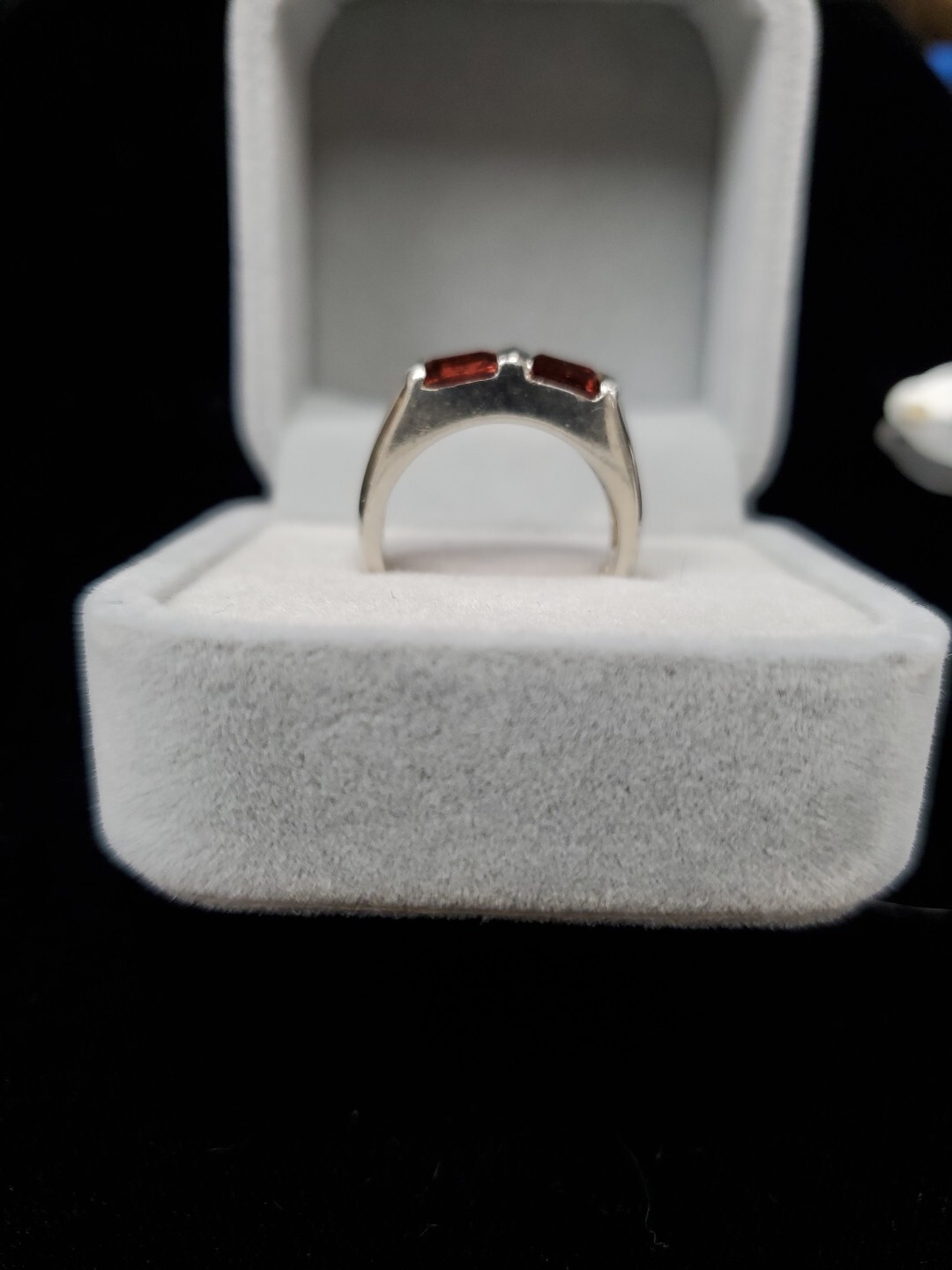 Sterling Silver 925 Garnet Rectangular Baguette M… - image 3