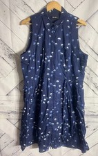 Nine West Fit and Flare Dress Blue with Belted Waist And Umbrella Print Sz 16