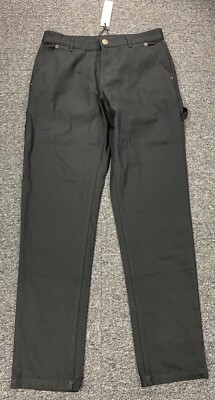 La Haute Couture Men Cargo Pants 30 Black Utility Cotton Work Wear NEW BNWT