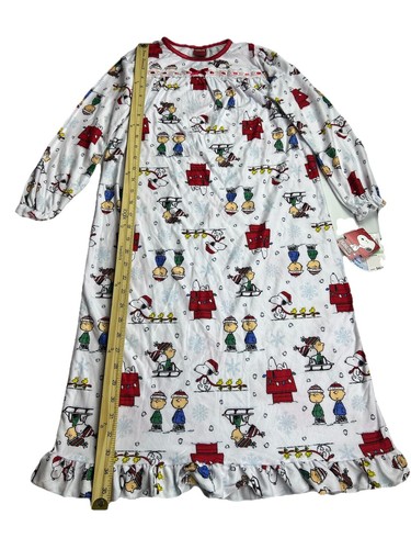 Peanuts Charlie Brown Christmas Themed Dress Nightgown Sleepwear Girls Sz 8 NWT - Picture 4 of 9