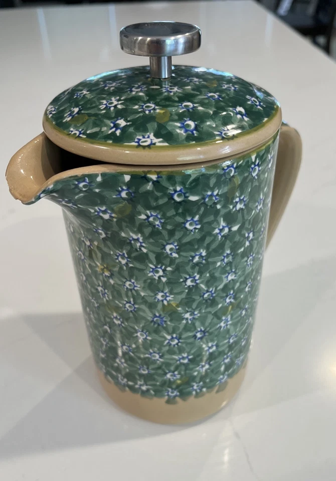 Cafeteira Nicholas Mosse pintada à mão imprensa francesa com padrão floral - Imagem 2 de 4