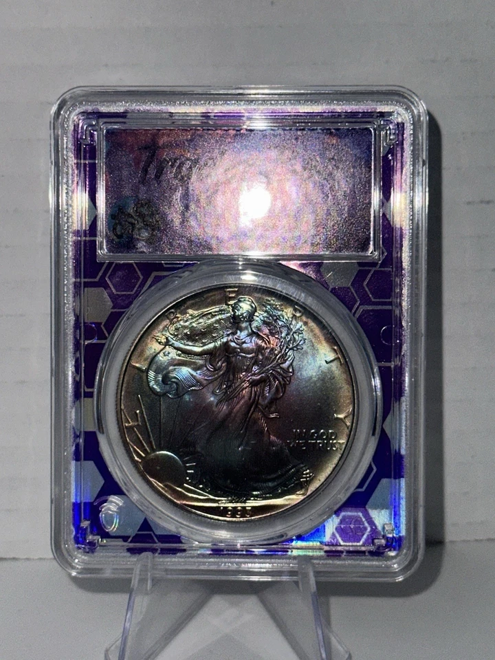 1993 PCGS MS67 - 1 oz Silver American Eagle SAE US $1 Coin  INCREDIBLE TONE - Image 2 of 4