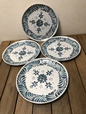 ARTISAN DE LUXE MELAMINE FLORAL 11" DINNER PLATES  BLUE SET OF 4 NWOT