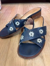 Jack Rogers Navy Leather Floral Cutout Slide ...