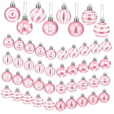 24 Pcs Christmas Ball Ornaments 2.36 Inch Christmas Pink and White Traditional