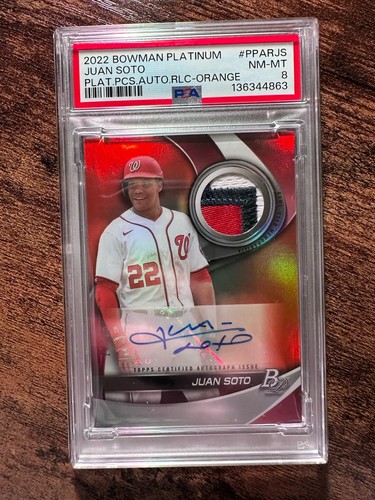 Juan Soto [Orange] #PPAR-JS 2022 Bowman Platinum Pieces Autograph Relics card