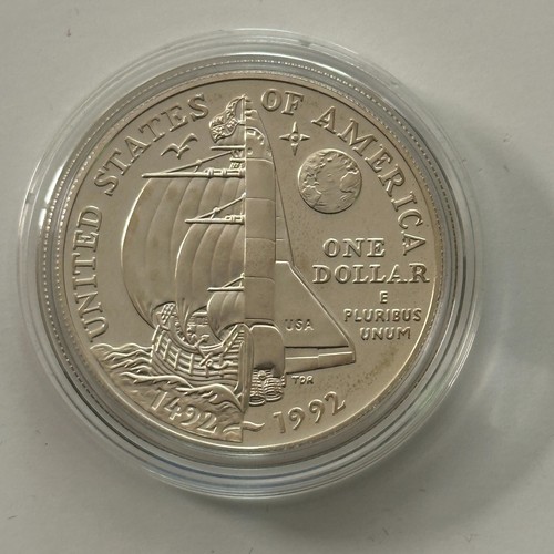 1992-P Columbus 400th Proof Silver Dollar & Clad Half Dollar 2-Coin Set OGP+COA - Picture 12 of 22