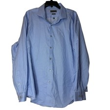Calvin Klein Mens Slim Fit Non Iron Dress Shirt Blue Stripe Size 18 34-35 Office