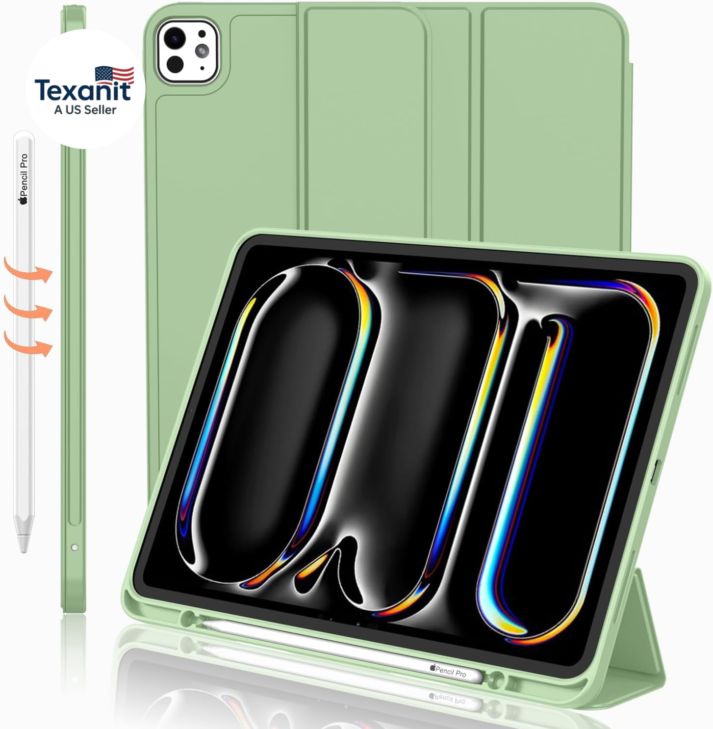 Ipad Pro 13 Inch Case M4 (2024) with Pencil Holder, Trifold Stand Smart Case wit-image