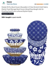 10Pcs Bowl Covers Reusable 5Size Stretch Cloth Fabric Elastic Food Storage Bowl