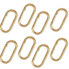 8 Piece Oval Spring Ring Clips, for Keychains Gold Key 1.97 x 0.94", Golden