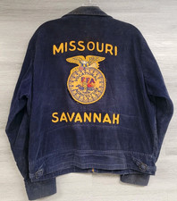 VINTAGE FFA JACKET CORDUROY CHAIN STITCH FUTURE FARMERS DISTRESS UNISEX 42 LARGE