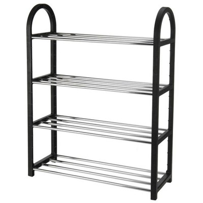 Schuhregal Schuhbank Metall schwarz 65x50x19 cm Schuhschrank Schuhständer Regal