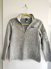 Patagonia Kids Better Sweater 1/4 Zip Fleece Mock Neck Pullover Gray XL 14