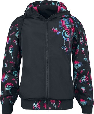 Full Volume by EMP Damen schwarze Übergangsjacke mit Neon-Print