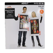 Adult King & Queen Of Hearts Cards Funny Party Couples Halloween Costumes OSFM