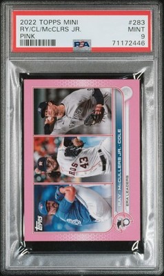 2022 TOPPS MINI PINK #283 GERRIT COLE/LANCE MCCULLERS JR./ROBBIE RAY 9/25 PSA 9