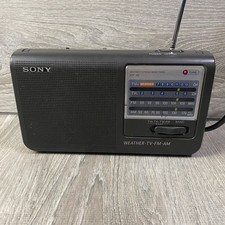Sony ICF-36 Radio 4Band Weather TV AM/FM Black Tested Works Good With Handle
