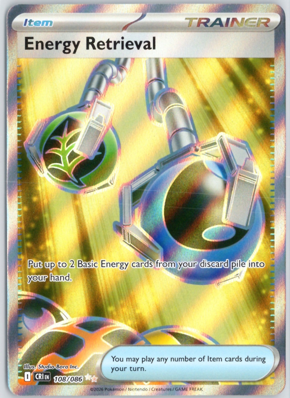 Energy Retrieval Holo Ultra Rare ME04: Chaos Rising 108/086 NM