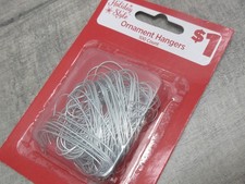 LOT OF 10 x 100 COUNT SILVER METAL ORNAMENT HOOKS HANGERS