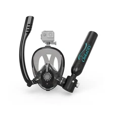 Mini Scuba Tank with Sub-Mask, 0.5L Diving Tank with Full-face Mask Underwate...