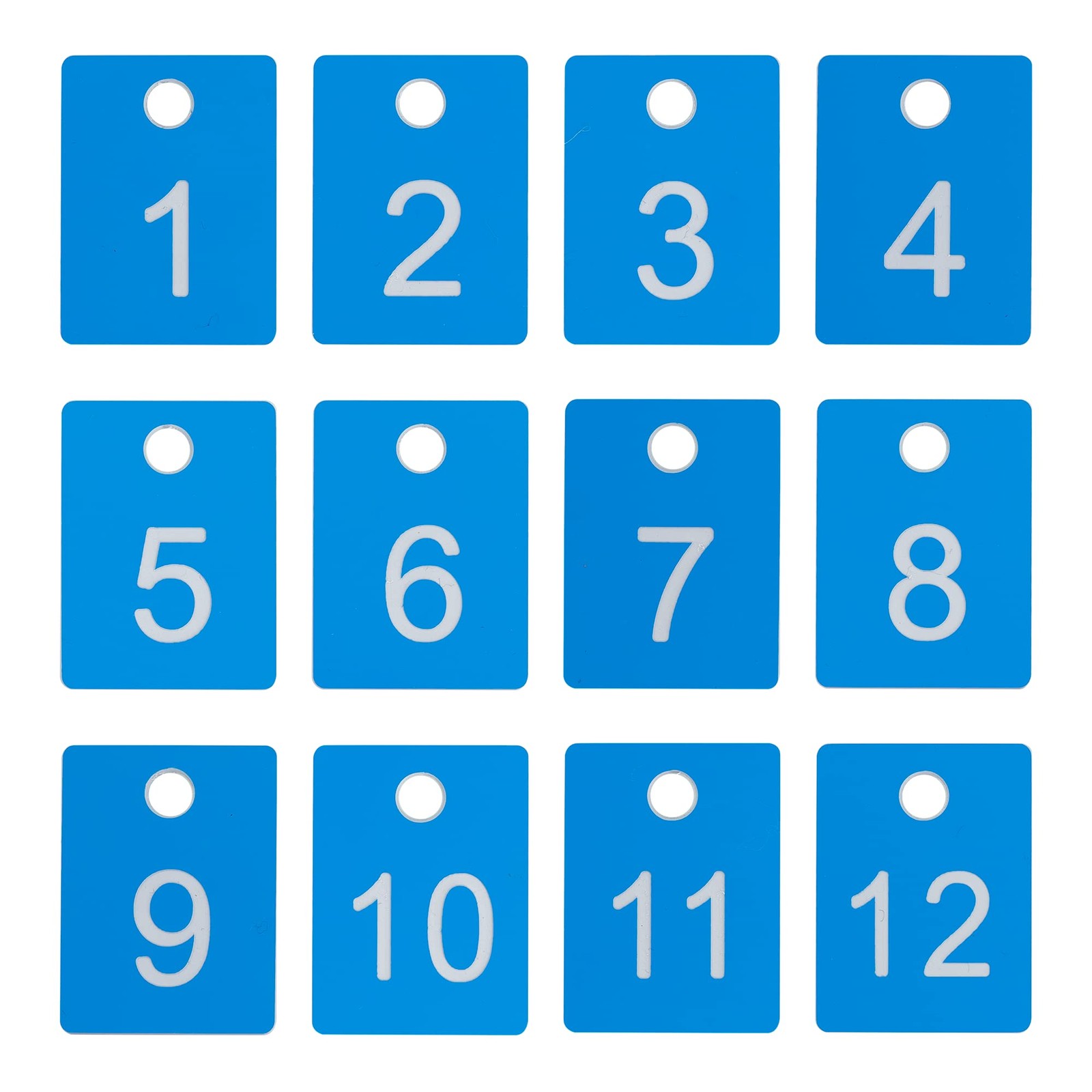 Étiquettes bleues en ABS numérotées 1 à 50 de format rectangulaire